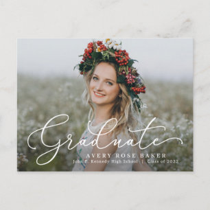 Airy Elegance EDITABLE COLOR Graduation Postcard