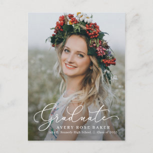 Airy Elegance EDITABLE COLOR Graduation Postcard