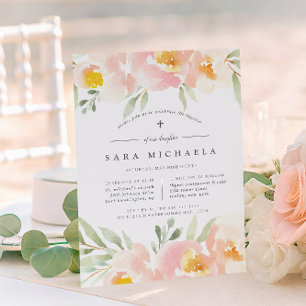 Airy Floral Baptism or Christening Invitation