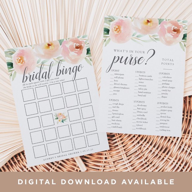 Airy Floral Double-Sided Bridal Shower Game Invitation (Creator Uploaded)