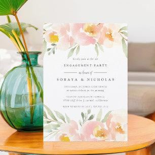 Airy Floral Engagement Party Invitation