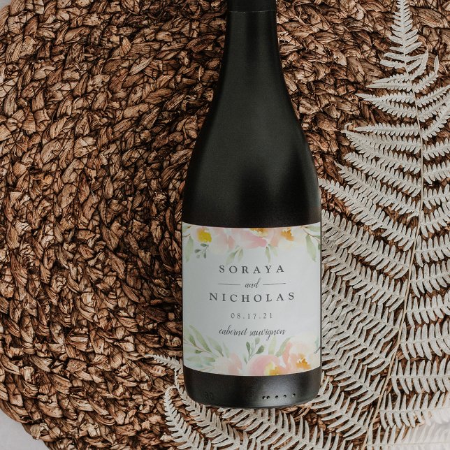 Airy Floral | Personalised Wedding Wine Label (Creator Uploaded)