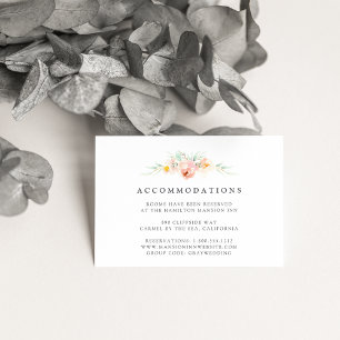 Airy Floral Wedding Hotel Accommodation Cards