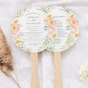 Airy Floral Wedding Program Hand Fan