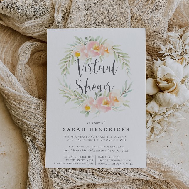 Airy Floral Wreath | Virtual Bridal or Baby Shower Invitation (Creator Uploaded)