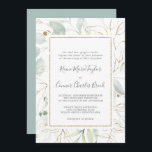 Airy Greenery and Gold Leaf Traditional Wedding Invitation<br><div class="desc">This airy greenery and gold leaf traditional wedding invitation is perfect for a modern wedding. The elegant botanical design features light and airy watercolor eucalyptus accented with whimsical gold glitter leaves.</div>