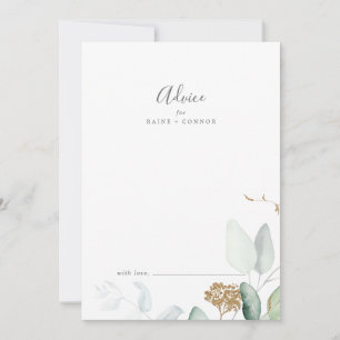 Airy Greenery and Gold Leaf Wedding Advice Card