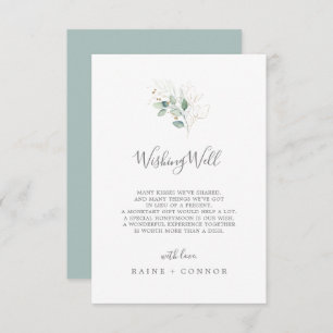 Airy Greenery and Gold Wedding Wishing Well Card