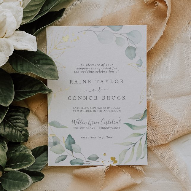 Airy Greenery and Pressed Gold Foil Leaf Wedding (Creator Uploaded)