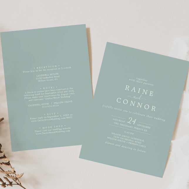 Airy Greenery Coordinate All In One Wedding Invitation (Creator Uploaded)