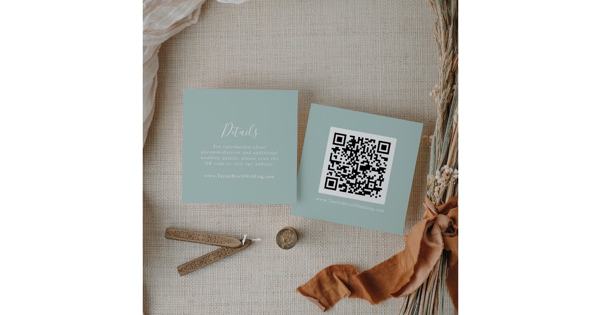 Airy Greenery Coordinate QR Code Details Enclosure Card | Zazzle