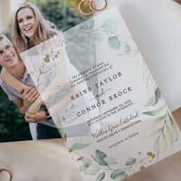 Airy Greenery Gold Leaf Botanical Modern Wedding
