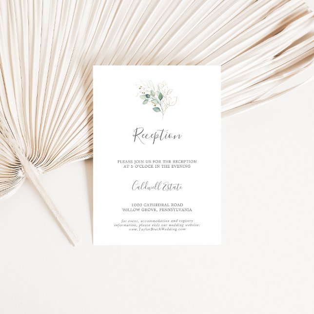 Airy Greenery & Gold Wedding Reception Insert Card (Creator Uploaded)
