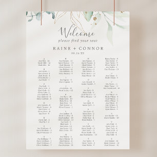 Airy Greenery Gold Wedding Seating Chart Template