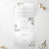 Airy Greenery | Leaf Back Wedding All In One Tri-Fold Invitation (Inside)
