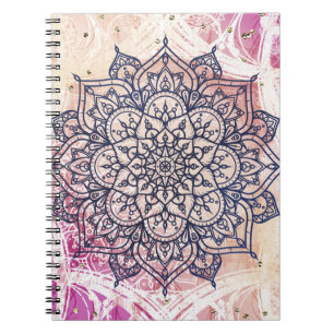 Airy Mandala Happy Pink Purple Yellow Blue & Gold Notebook