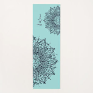 Airy Mandalas Over Sea Green Personalised Yoga Mat