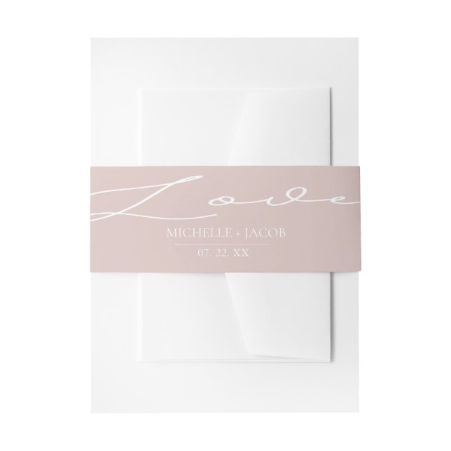Airy Pastel Blush Love | Wedding Belly Band Invitation Belly Band (Front Example)
