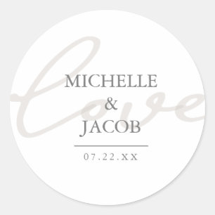 Airy Pastel   Monogram Love Wedding Sticker