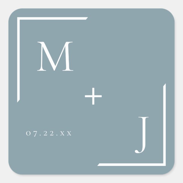 Airy Pastel | Slate Blue Monogram Sticker (Front)