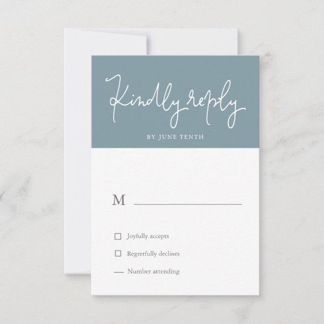 Airy Pastel Slate Blue RSVP Card (Front)