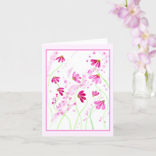 Airy Pink-Red Flowers Watercolor Art Card