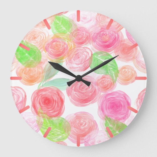Airy Roses Large Clock (Front)