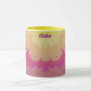 AISHA ~Zany 3D Fractal ~ Pink Purple Blue Yellow Mug