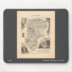 Aisne Department France Alexandre Vuillemin Map Mouse Pad