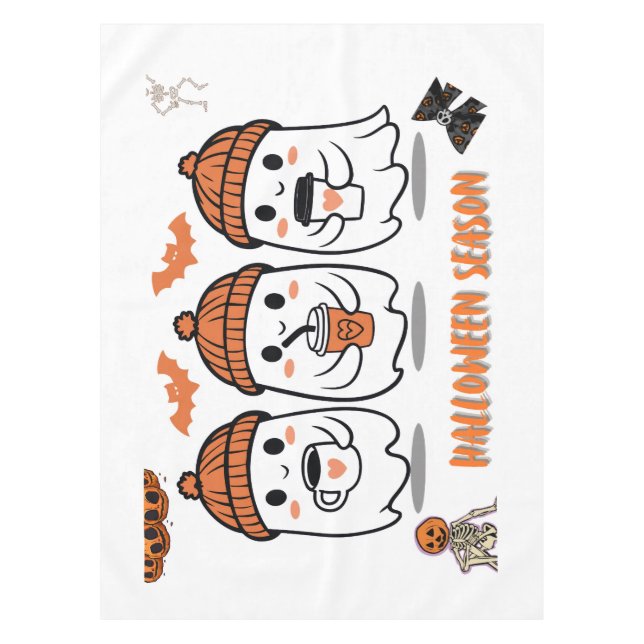 aison Halloween – fantômes café mignons Tablecloth (Front)