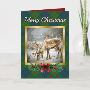 Aiton Stag & Robin Tartan Personalized  Holiday Card