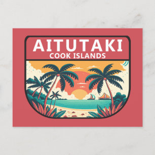 Aitutaki Cook Islands Retro Emblem Postcard