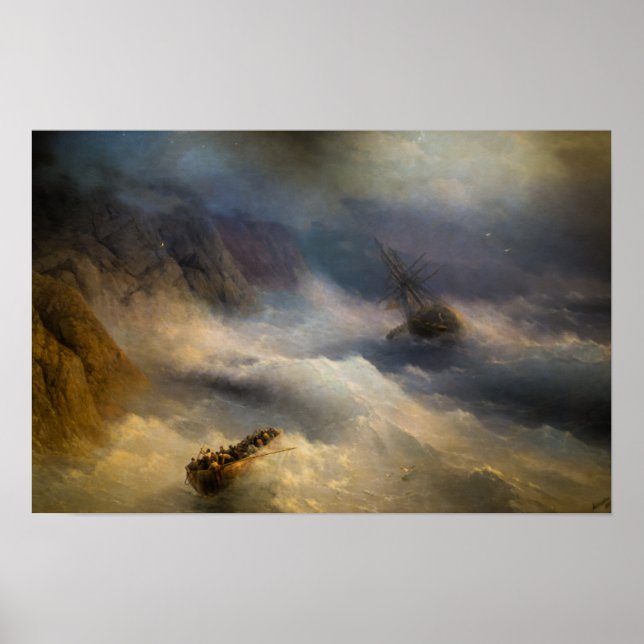 Aivazovsky - Boats In Storm Poster (Front)