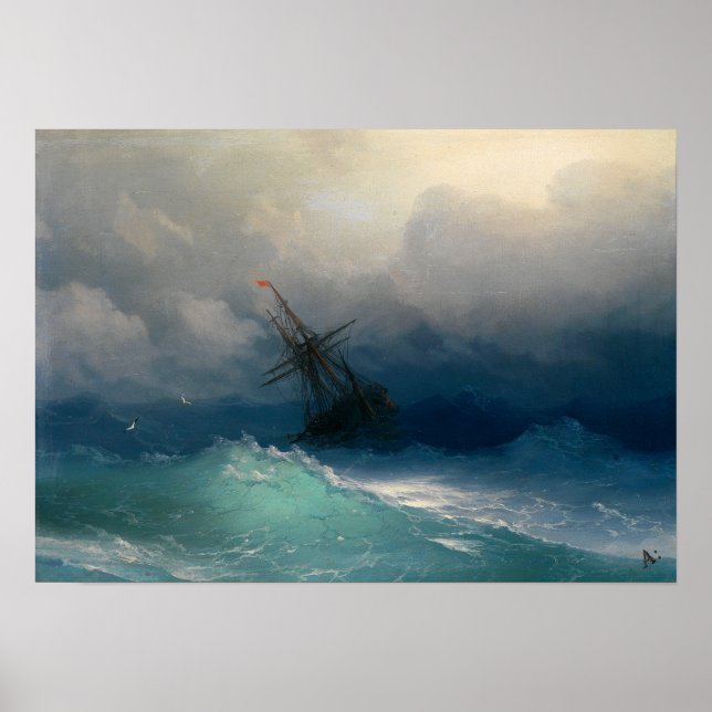 Aivazovsky - Ship On Stormy Seas Poster (Front)