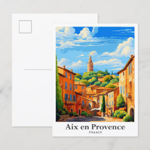 Aix en Provence France Art Travel Illustration Postcard