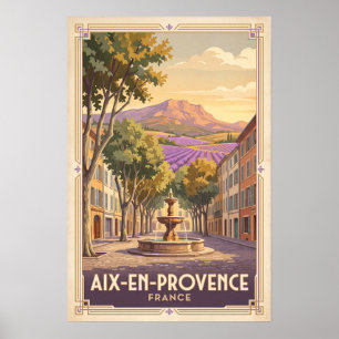 Aix en Provence France Vintage Retro Travel Poster
