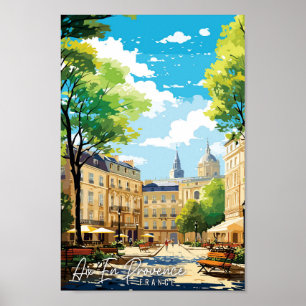 Aix En Provence France vintage travel illustration Poster
