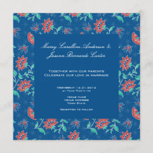 Aiyana Floral Batik Square Wedding Invitation 3