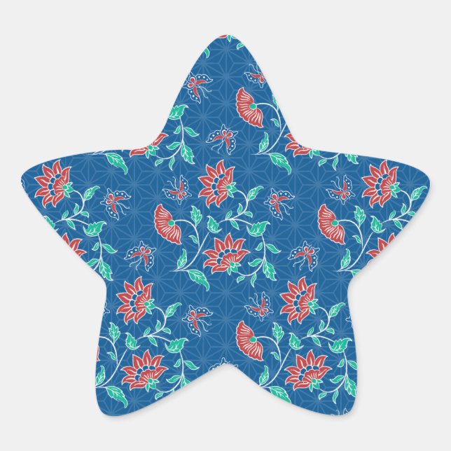 Aiyana Floral Batik Star Sticker (Front)