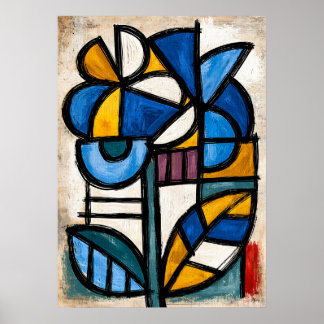 Ajisai Hydrangea Tribal Abstraction Poster