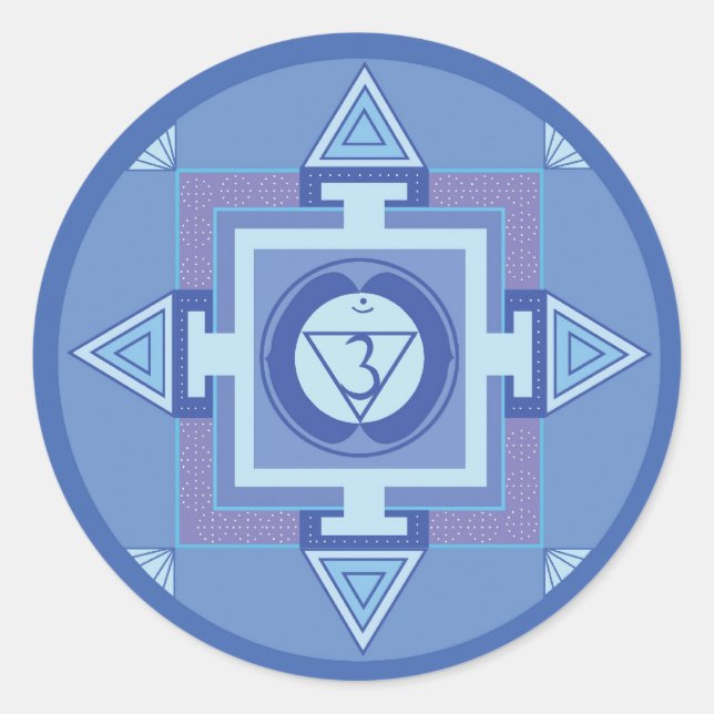 Ajna Chakra Mandala (Third eye chakra) Classic Round Sticker (Front)