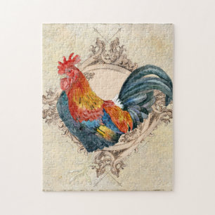 AJR-PAPER-Black-Vintage-Rooster-1b.jpg Jigsaw Puzzle