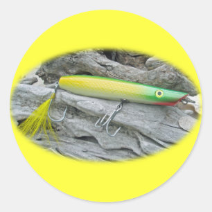 AJS Popper "Green Greenie" Saltwater Fishing Lure Classic Round Sticker