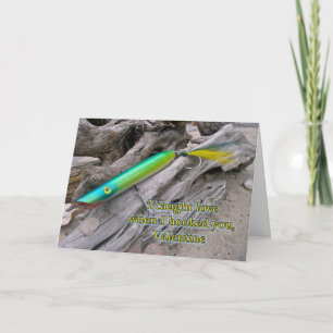 AJS Popper "Water Dragon" Fishing Lure Valentine Holiday Card