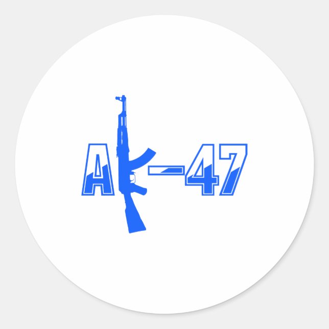 AK-47 AKM Assault Rifle Logo Blue.png Classic Round Sticker (Front)