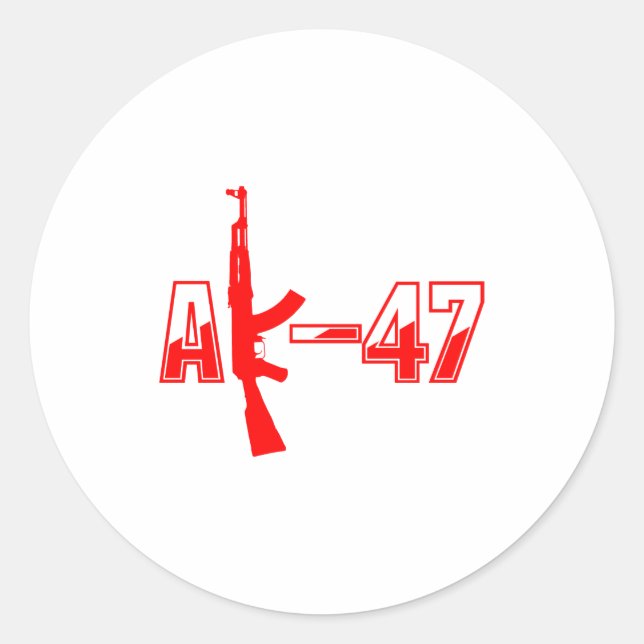 AK-47 AKM Assault Rifle Logo Red.png Classic Round Sticker (Front)