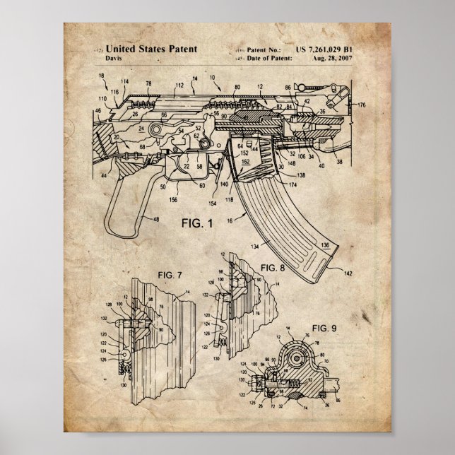 Ak-47 Bolt Locking Patent Poster (Front)
