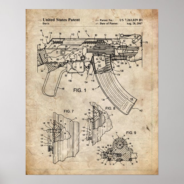 Ak-47 Bolt Locking Patent Poster (Front)