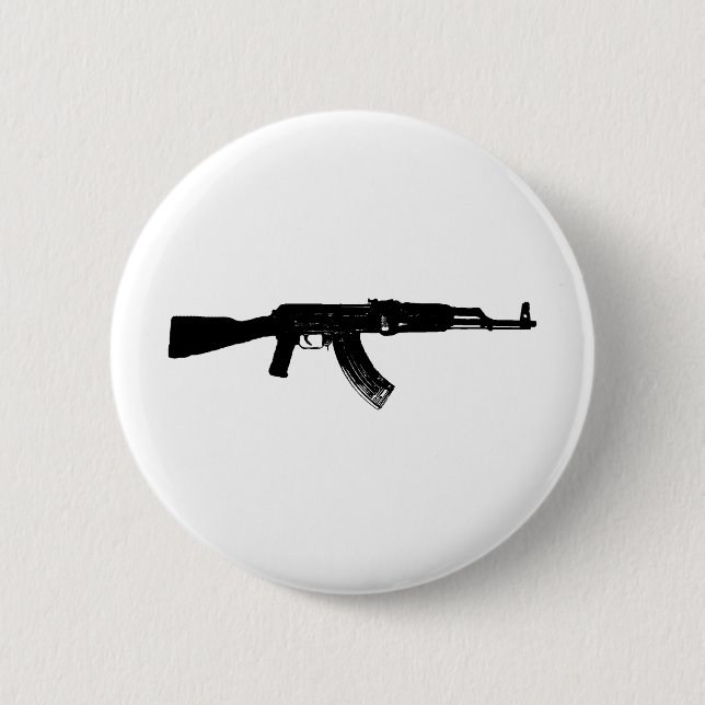 AK-47 Silhouette 6 Cm Round Badge (Front)