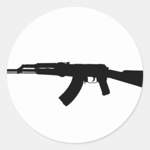 AK-47 Silhouette Classic Round Sticker